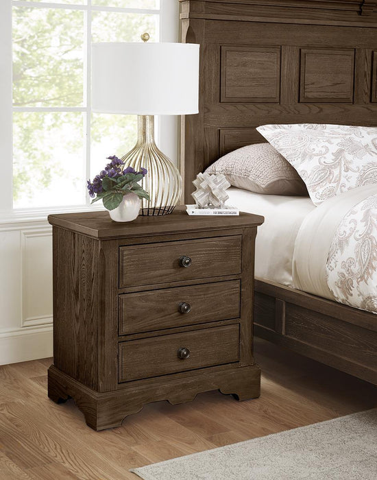 Vaughan-Bassett Heritage 3 Drawer Nightstand in Cobblestone Oak - Furniture Max (Falls Church,VA) *