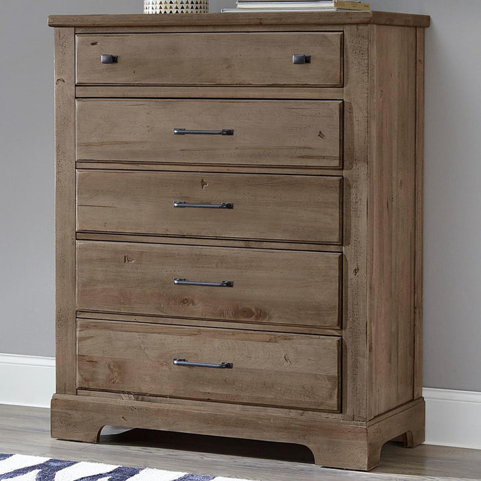 Vaughan-Bassett Cool Rustic 5 Drawer Chest in Stone Grey - Furniture Max (Falls Church,VA) *