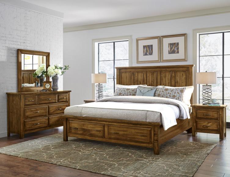 Vaughan-Bassett Maple Road Queen Mansion Bed w/ Storage Footboard  in Antique Amish - Furniture Max (Falls Church,VA) *