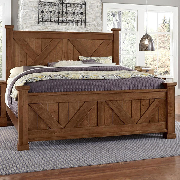 Vaughan-Bassett Cool Rustic Queen Barndoor X Headboard and Footboard Bed in Amber - Furniture Max (Falls Church,VA) *