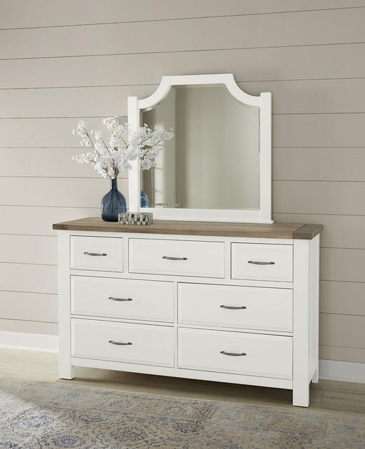 Vaughan-Bassett Maple Road Scalloped Mirror in Soft White/Natural Top - Furniture Max (Falls Church,VA) *