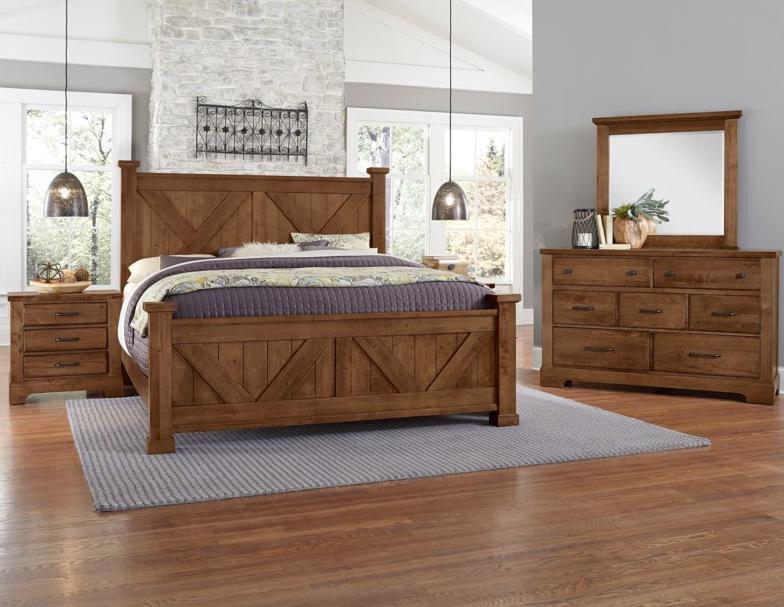 Vaughan-Bassett Cool Rustic Queen Barndoor X Headboard and Footboard Bed in Amber - Furniture Max (Falls Church,VA) *