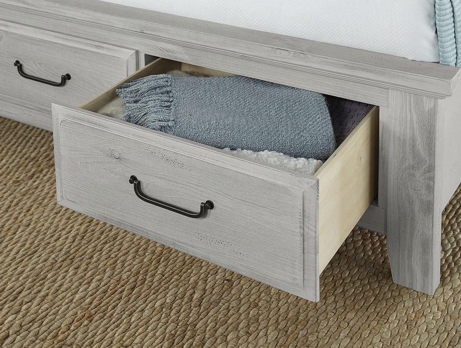Vaughan-Bassett Sawmill Queen Louver Storage Bed in Alabaster Two Tone - Furniture Max (Falls Church,VA) *