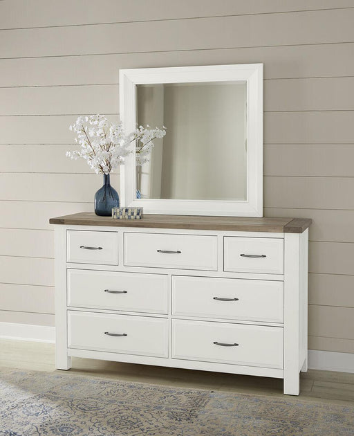 Vaughan-Bassett Maple Road Landscape Mirror in Soft White/Natural Top - Furniture Max (Falls Church,VA) *