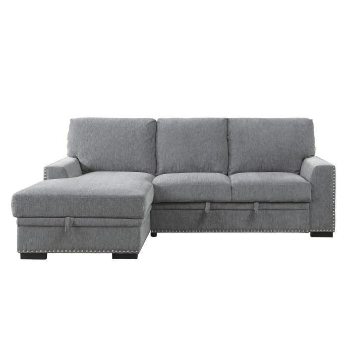 Morelia 2pc Sectional with Pull Out Bed and Left Chaise in Dark Gray