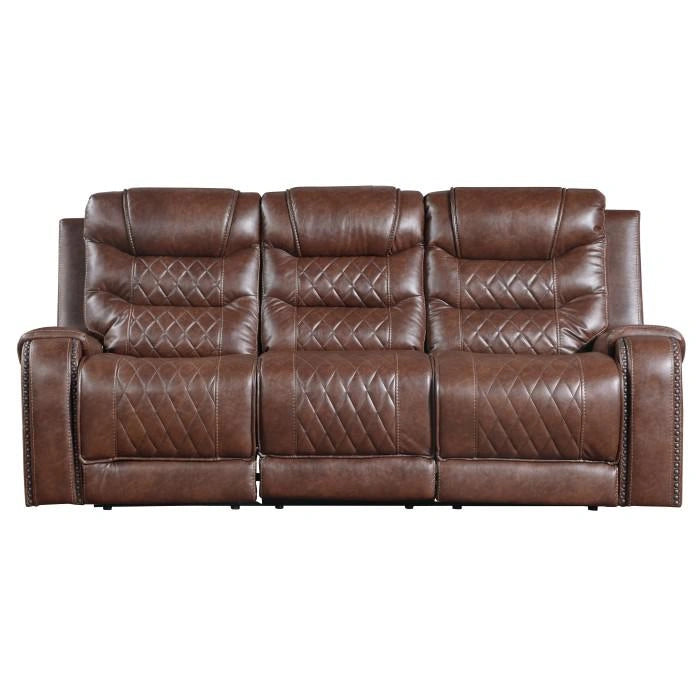 Putnam Power Double Reclining Sofa with Drop-Down in Brown 9405BR-3PW