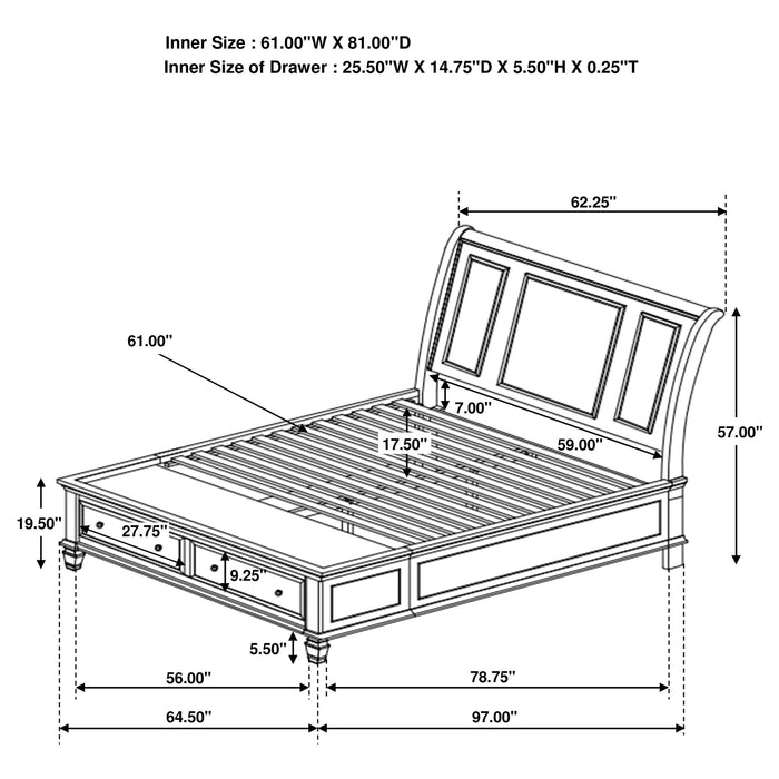 Sandy Beach Panel Platform Storage Bed