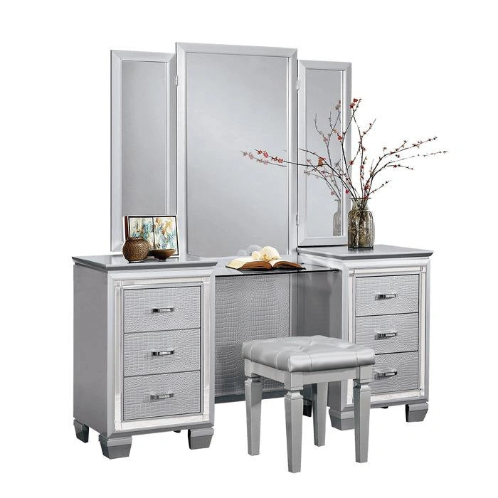 Allura Vanity Dresser with Mirror in Silver 1916-15*