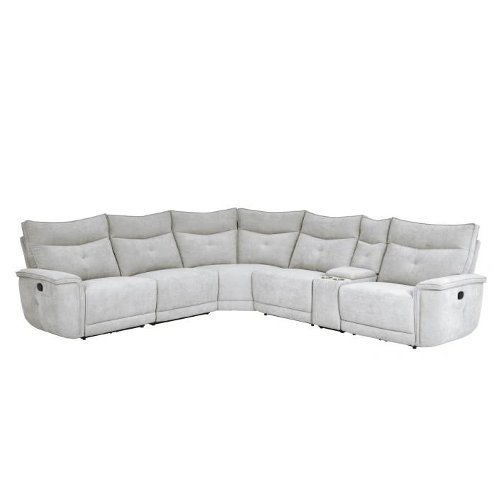 Tesoro 6pc Sectional Living Room Set in Mist Gray
