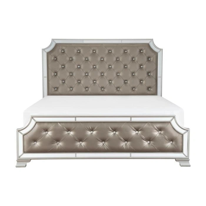 Avondale Queen Upholstered Panel Bed in Silver 1646-1*